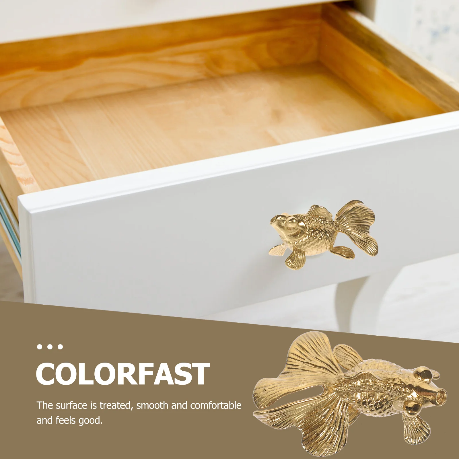 

Metal Drawer Knob Goldfish Style Brass Cabinet Pull for Dresser Closet Furniture Easy Install Decorative Hardware