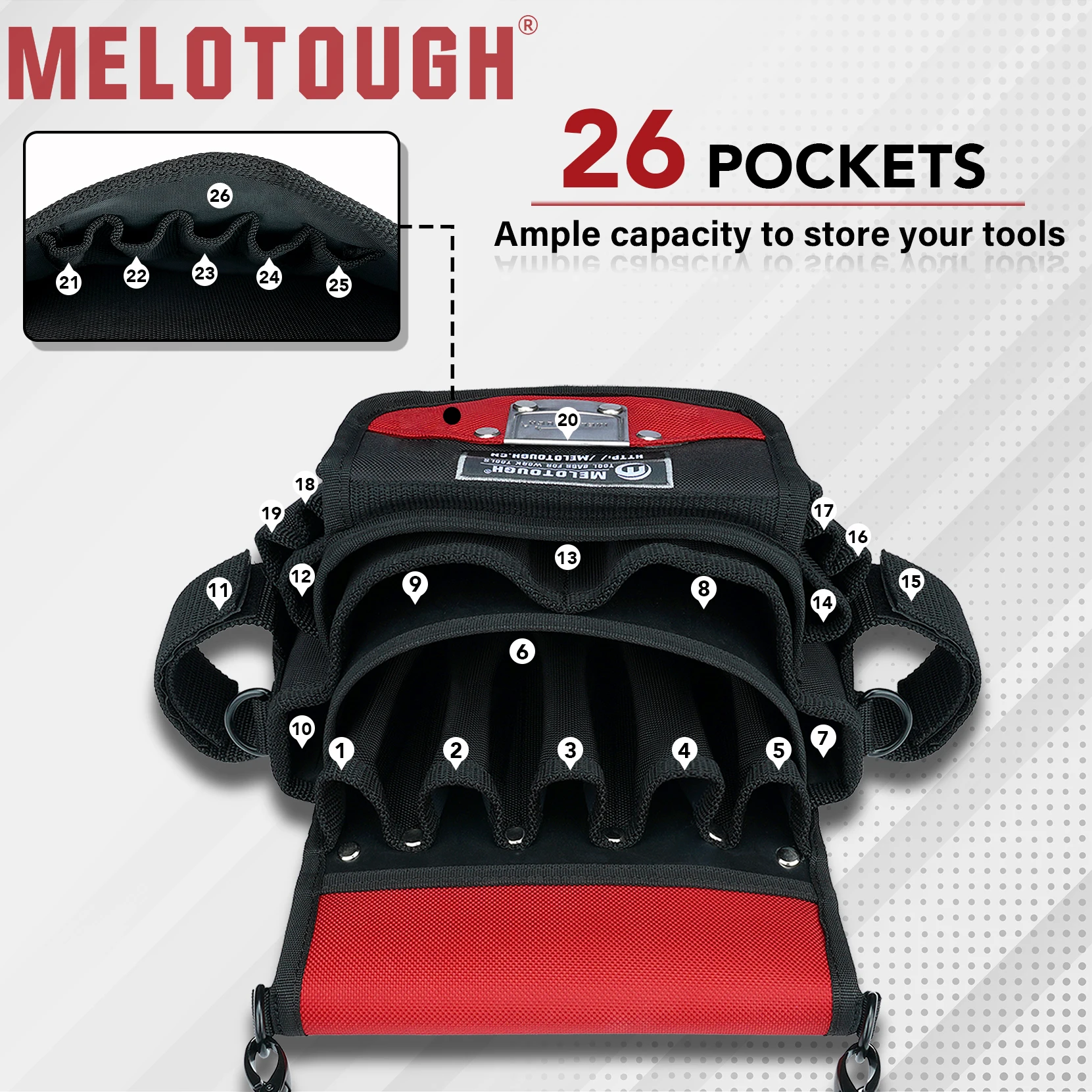 ベルトクリップ付きツールポーチバッグ、オープンタイプツールポーチ、ハードボトム付きHVACメンテナンスツールバッグ（整備士、大工、暖房技師向け）