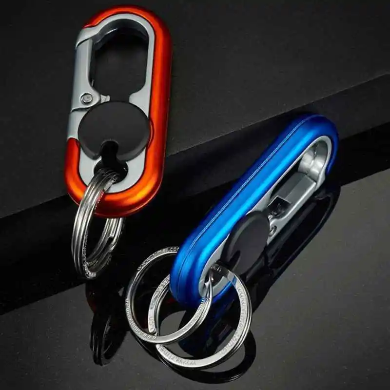 1PC Herren Auto Schlüsselbund Business Schlüssel Halter Doppel Ring Schlüssel Ring Kreative Anti-verloren Schlüsselbund Geschenk Auto Styling auto Zubehör – Detail 9