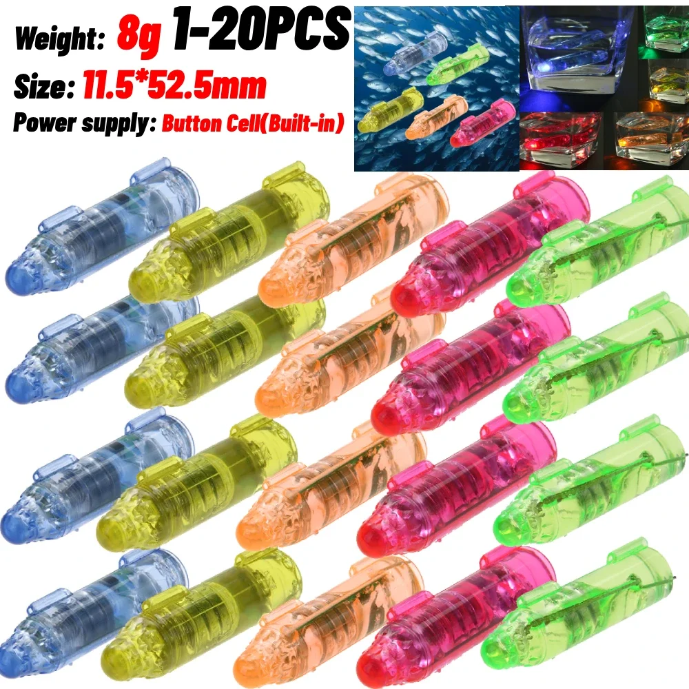 1/5/10/20Pcs Deep Drop Underwater Flash Light Bait Deep Fish Attracting Indicator Lure LED Fishing Light Squid Bait Hard Lure