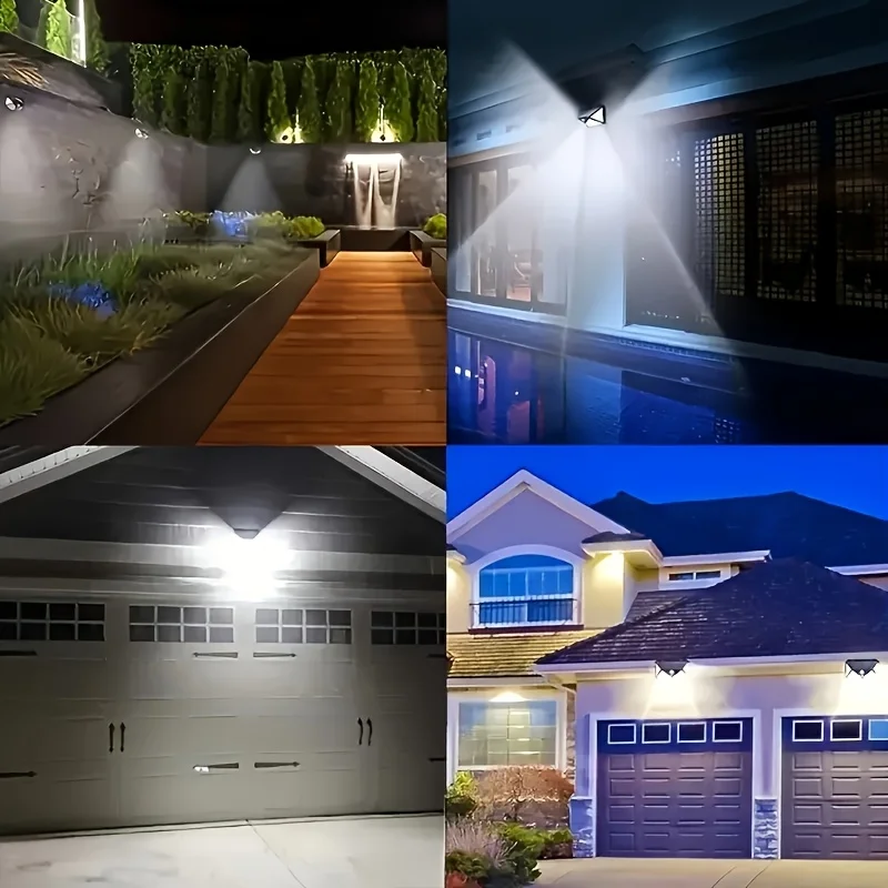 1~8Pcs 100LED Solar Lights with 270° Wide-Angle Motion Sensor 3 Modes Outdoor Waterproof Solar Wall Lights for Gate Yard Garage