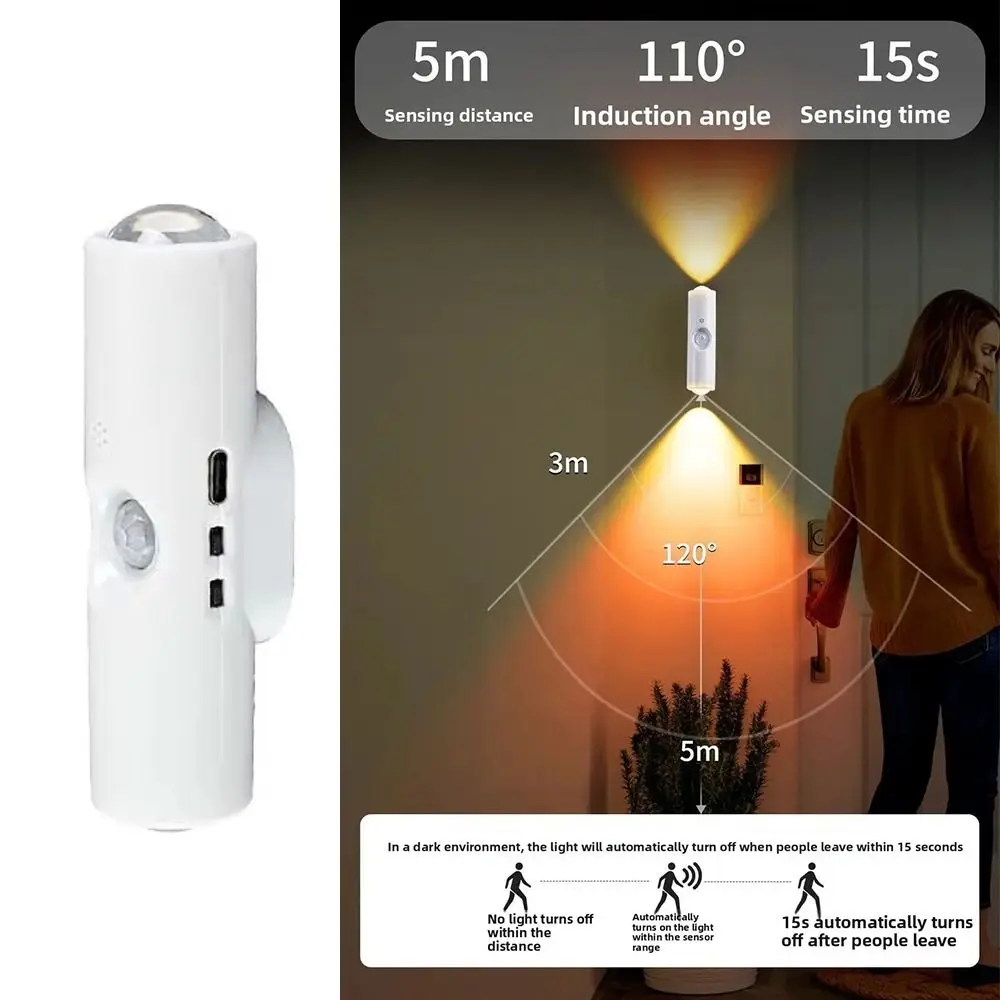 Bezprzewodowa lampka nocna z czujnikiem ruchu, przenośna, ładowalna, ścienna lampka LED z czujnikiem ruchu, magnetycznym mocowaniem i efektem gradientu RGB.