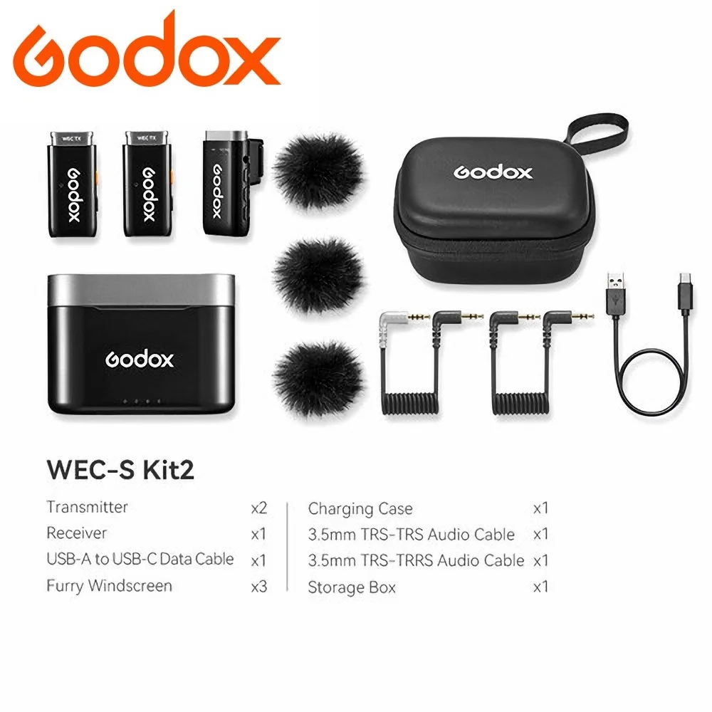 Godox WEC-S 2-Person Wireless Microphone System for Cameras and Mobile Devices (2.4 GHz)