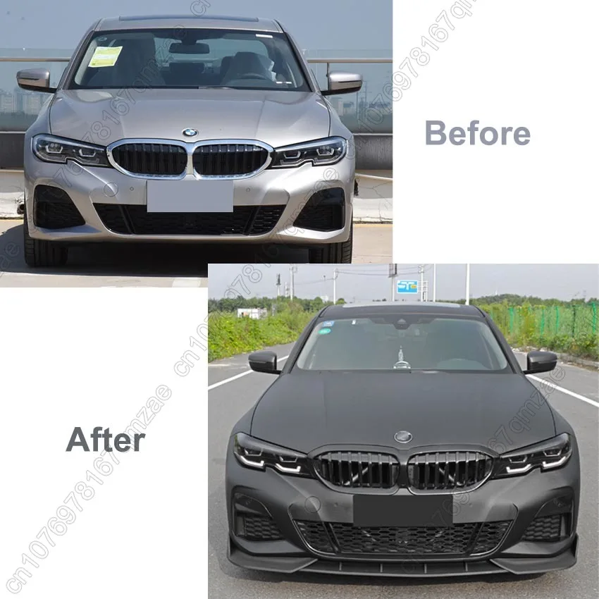 For BMW 3 Series G20 G21 G28 2019-2022 M Pack Gloss Black Front Bumper Lip Spoiler Splitter Diffuser Cover Canards tuning