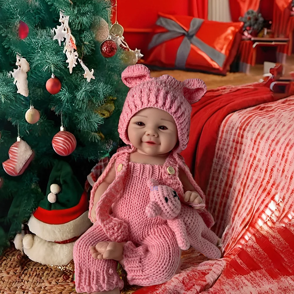 17 "boneca bebê reborn de silicone premium pintada à mão macia boneca recém-nascida realista para colecionadores e presente de natal de mais de 3 anos
