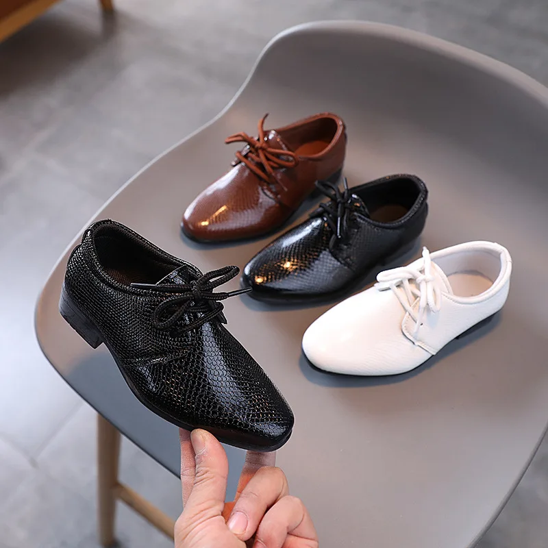 Children's Leather Shoes Spring Autumn School Shoes Boys Black Stage Versatile Non-slip Kids' Performance Uniform Flats Shoes