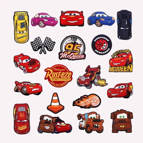 MINISO, 1 Uds., dijes para zapatos de coches de dibujos animados, zuecos, accesorios, relámpago McQueen Mater, alfileres de sandalias de PVC, decorar para regalos de amigos