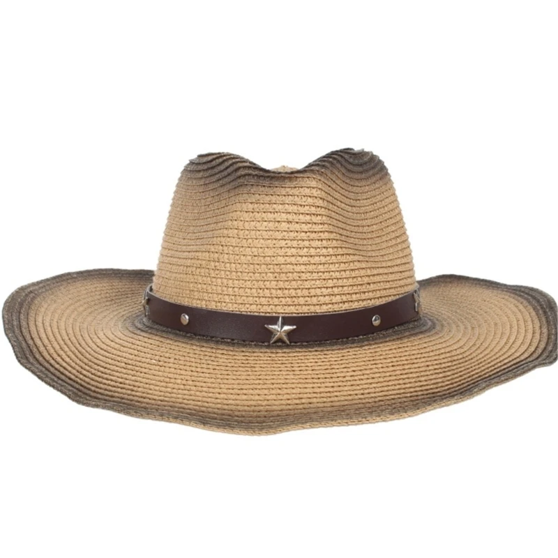 Q0ke chapéu cowboy banda substituição vintage ocidental chapéu cintos rural trançado palha hatbands para palha fedora panamás