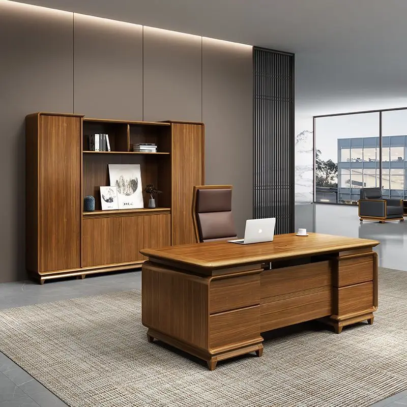 

Усовершенствованный новый стол босса из цельного дерева в китайском стиле, офис председателя, большой стол, стол босса из цельного дерева, китайский стиль