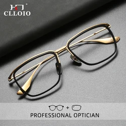 CLLOIO Vintage Ultralight Pure Titanium Reading Glasses for Men Anti Blue Light Myopia Glasses Optical Eyeglasses Frame DTX106