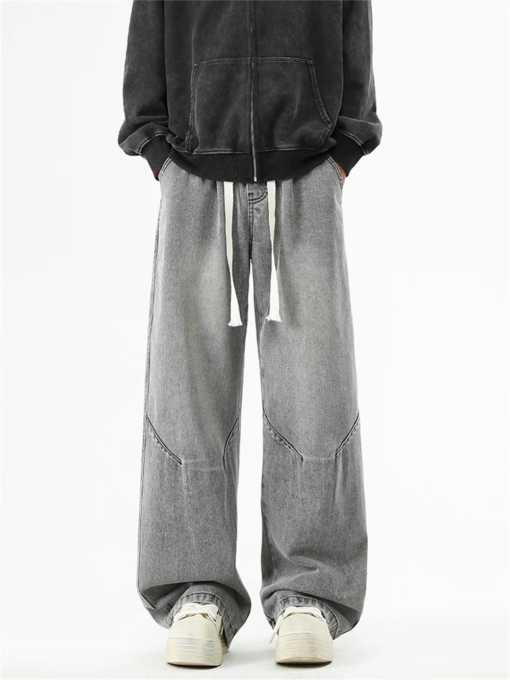 جينز أمريكي واسع الساق للرجال للربيع والصيف، فضفاض جديد، ريترو، مستقيم الساق، كاجوال وعصري واسع الساق #3