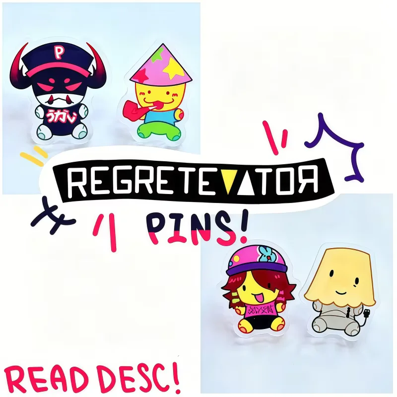 RBL X Re gretevator Acrylic Pin Front Cosplay Accessories | Poob Pest Lampert Cute Cartoon Badge Fashion Jewelry Gift for Fans