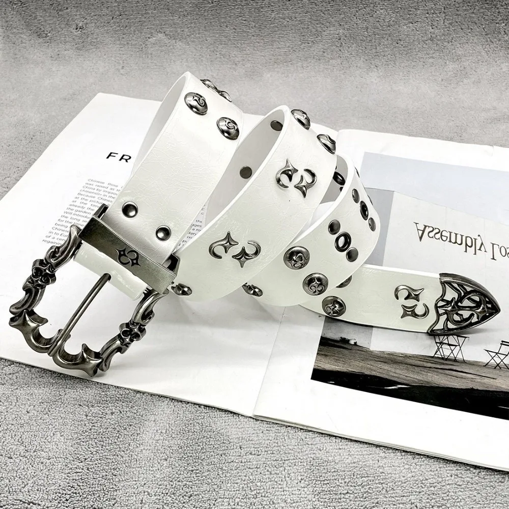 تنوعا الرجعية القوطية حزام قابل للتعديل Y2K برشام حزام الخصر بو الهيب هوب نمط كاوبوي حزام للجنسين