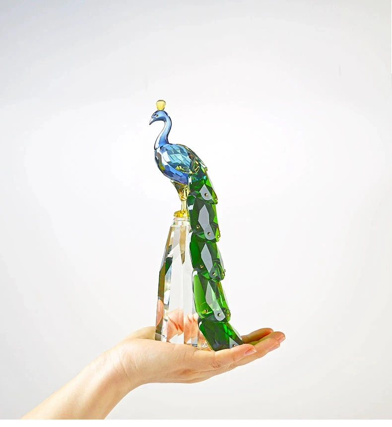 Pfauen-Skulptur-Ornament, Kristall-Bastelstatuen, luxuriöses Kunstwerk, Desktop-Dekoration für das Wohnzimmer, nordische Raumdekoration, kreative Geschenke – Detail 3