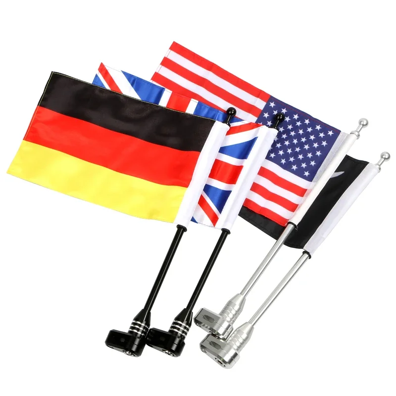 

Motorcycle Rear Side Luggage Rack Flag Pole Vertical Skull Country Flags for Honda GoldWing GL1800 GL1500 GL1200 2001-2011