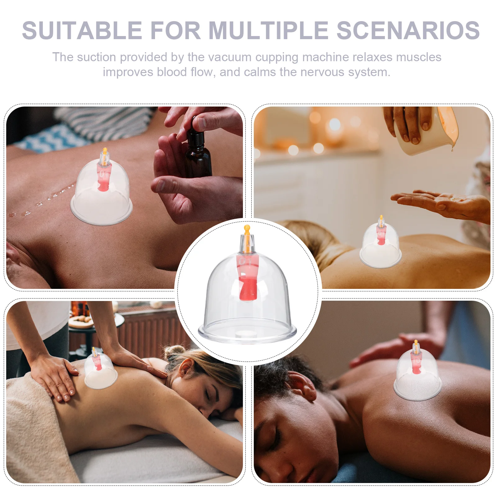 1 Juego de 1 Juego de ventosas de vacío gruesas para terapia de masaje con ventosas caseras, tarro de succión Premium, herramienta de belleza duradera para el cuidado del cuerpo