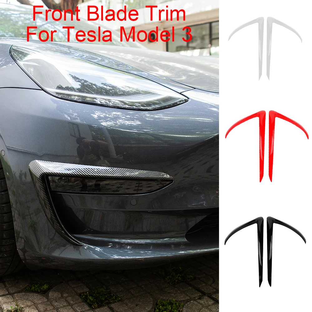 

For Tesla Model 3 17-22 Front Blade Trim Accessories Matte Carbon Fiber ABS Black White Car Accessories Model3 Three