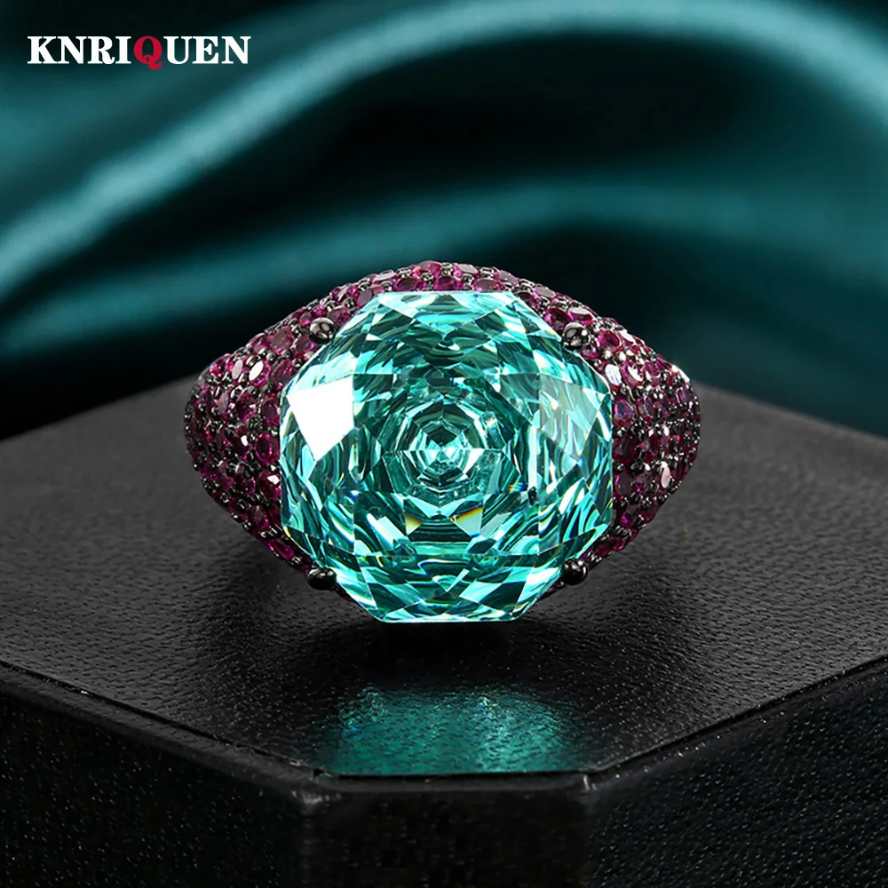 Luxus 14*14MM Rosa Quarz Grüner Turmalin Amethyst Ringe Edelstein Party Edlen Schmuck für Frauen Famale Zubehör Geburtstag geschenk