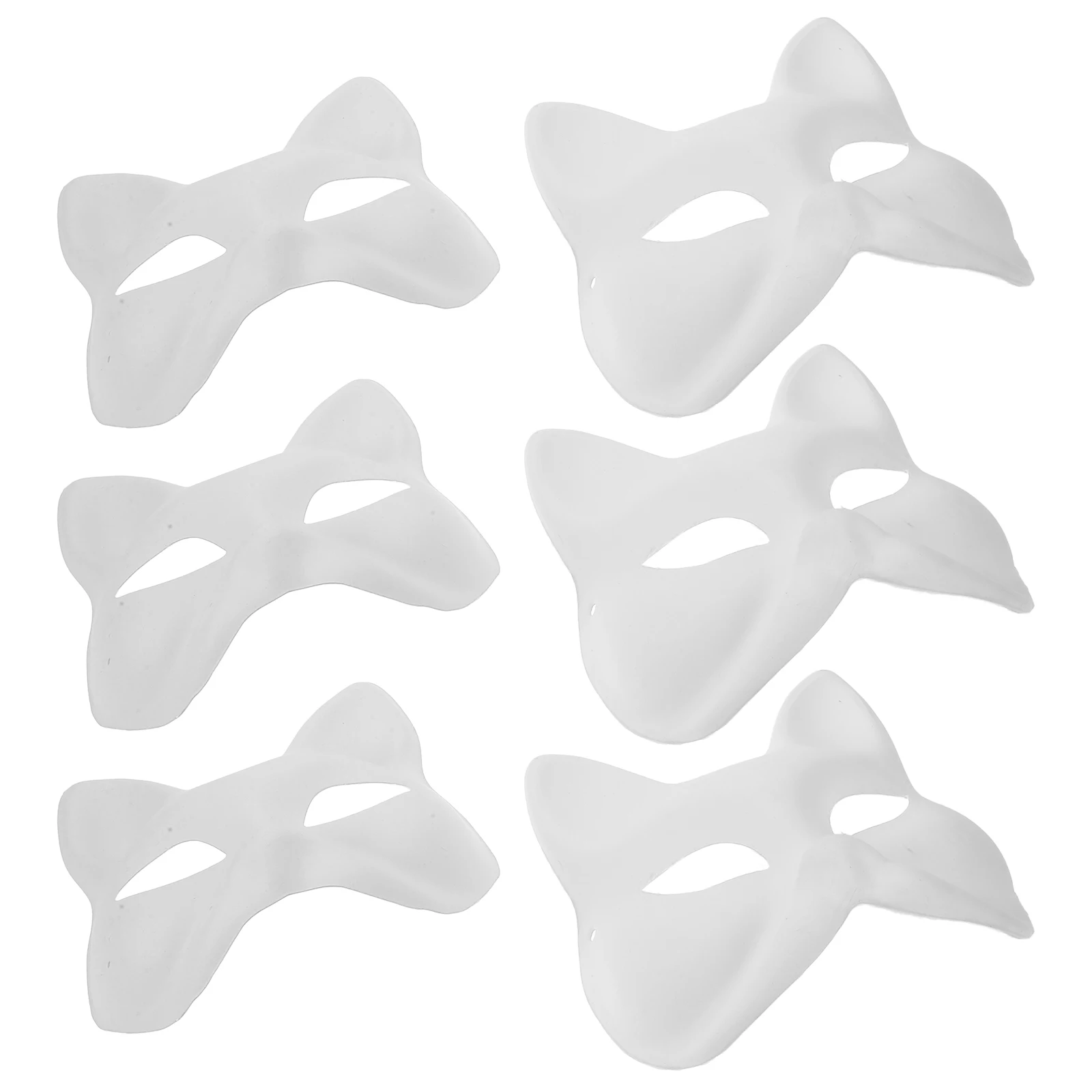 

6Pcs Handcrafted Blank Masks: Paintable White Pulp Party Masks for Halloween Animal Fun Dress Up Cat Fox Costume Activities