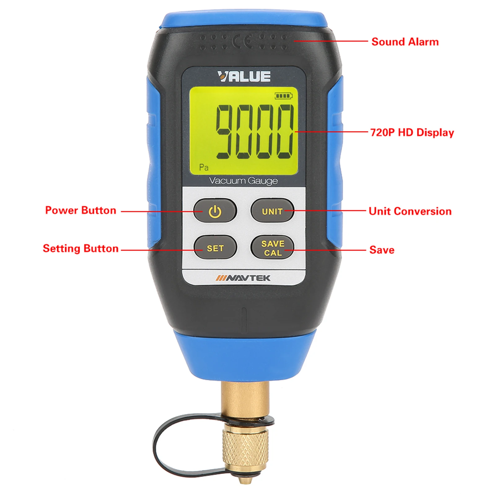 VMV-1 Digital Vacuum Gauge High Precision Digital Vacuum Gauge for Atmospheric Environment 0-50°C