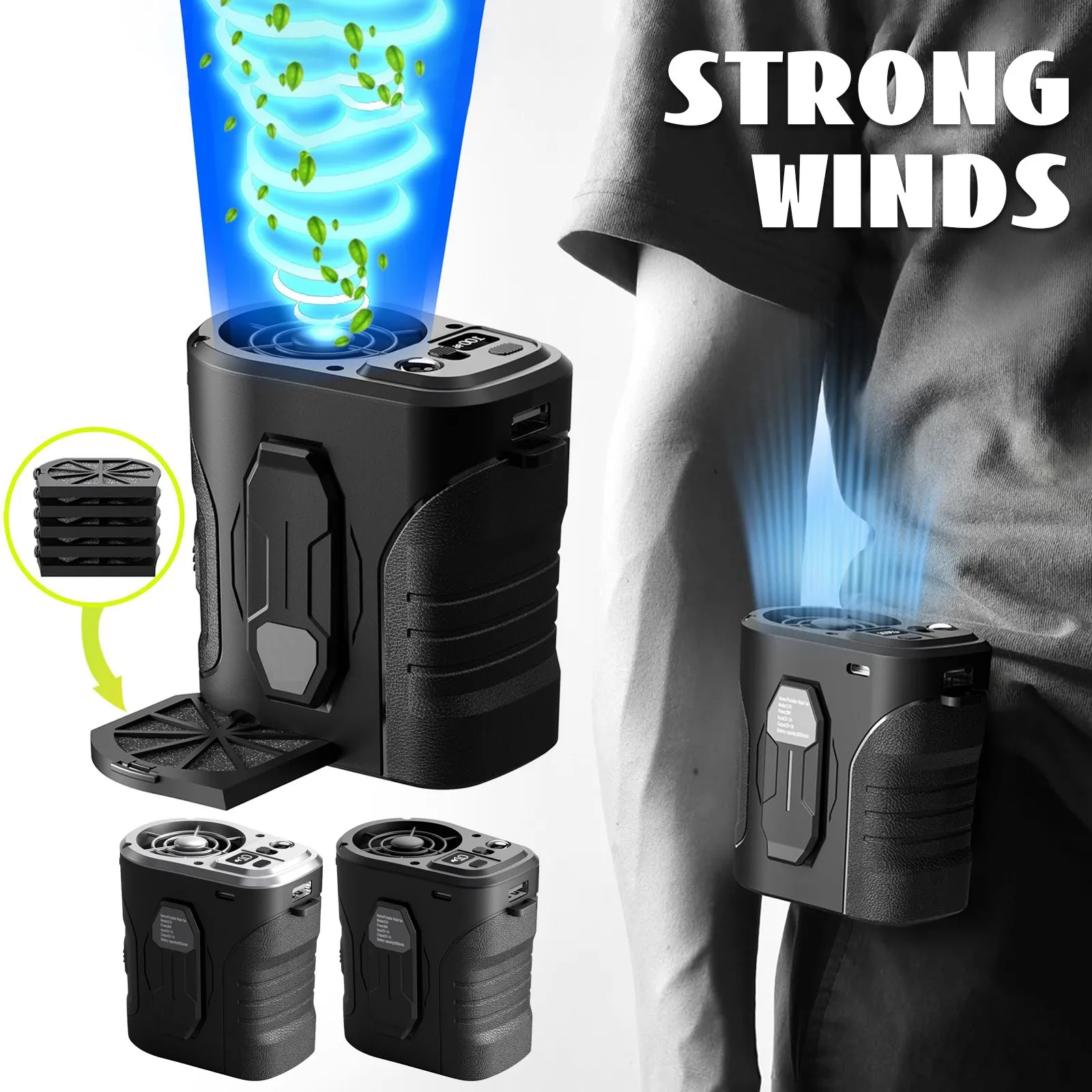 

Waist Fan 10000mAh Rechargeable Portable Fan 15000RPM Strong Airflow Wearable Belt Fan Personal Waist Clip Fan for Teachers