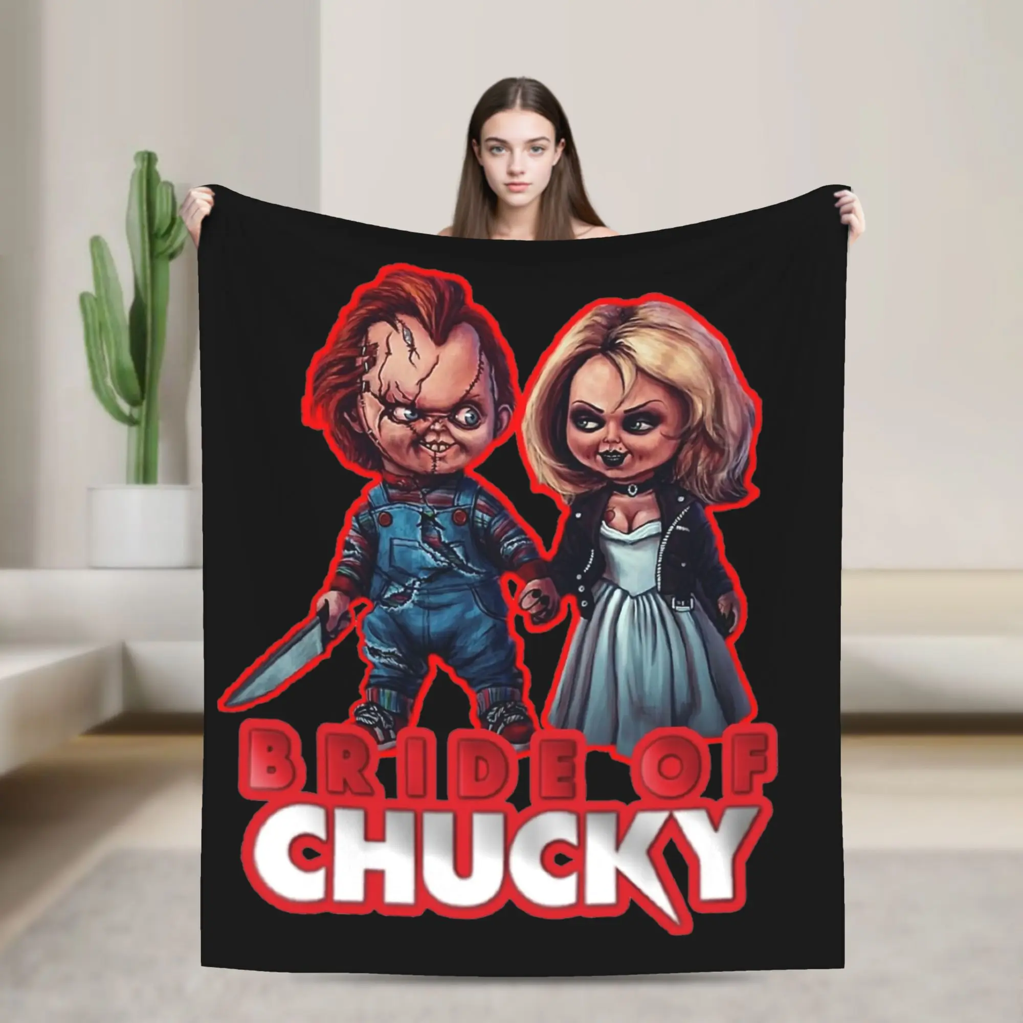 Manta de Peluche de la Película de Terror de Halloween de Chucky, Manta Decorativa para el Hogar y el Sofá, Ultra Suave y Cálida
