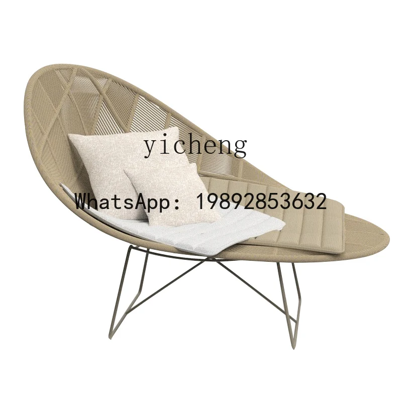 Casual Outdoor Rattan Sofa Home Decor Outdoor Courtyard Wear-resistant Rope Woven Sofa Recliner