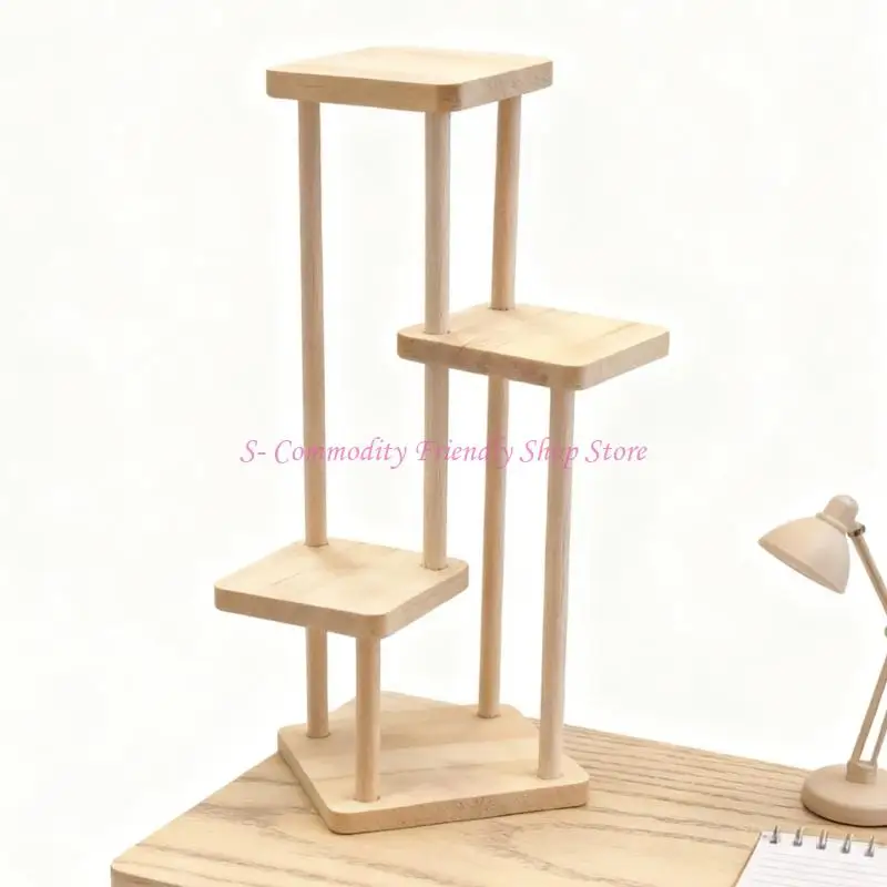 85AE 소형 식물 인형 집 장면 장식을 위한 다단계 꽃 전시 선반