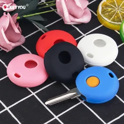 KEYYOU Remote Silicone Key Case For Mercedes Benz Smart Fortwo Cabrio City Cross 1 Button Rubber Car Key Case Holder Cover