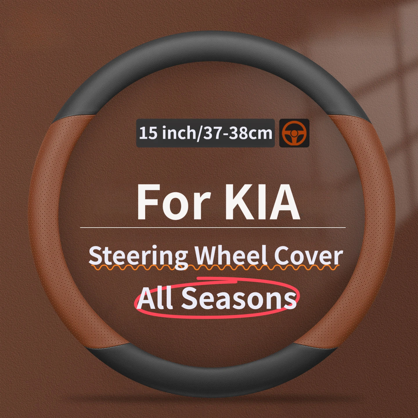 Minimalist Anti-Slip Car Steering Wheel Cover for Kia Rio YB, Cerato BD Pre-facelift, Sportage QL, Sportage NQ5, New Seltos SP2c