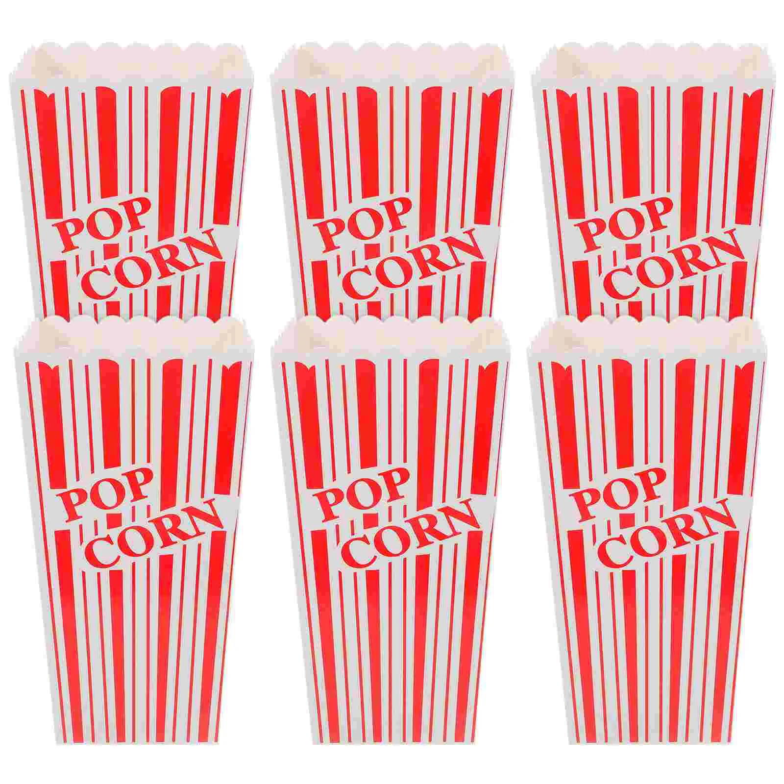 6 Pcs Popcorn Bucket Treat Box Boxes Container Narrow Bottom Party Candy Paper Cinema Accessory Favor