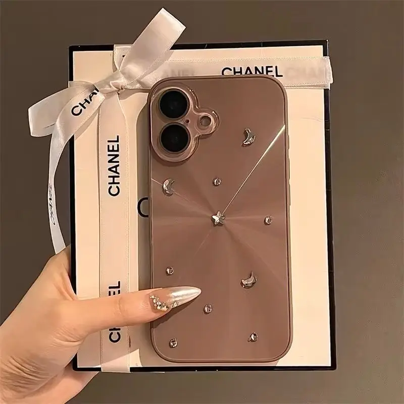 

Diamond Luxury Sparkling Gemstone Aurora Moon Star with Lens Protective Film Phone Case Suitable for IPhone16 15 13 12 11 ProMax