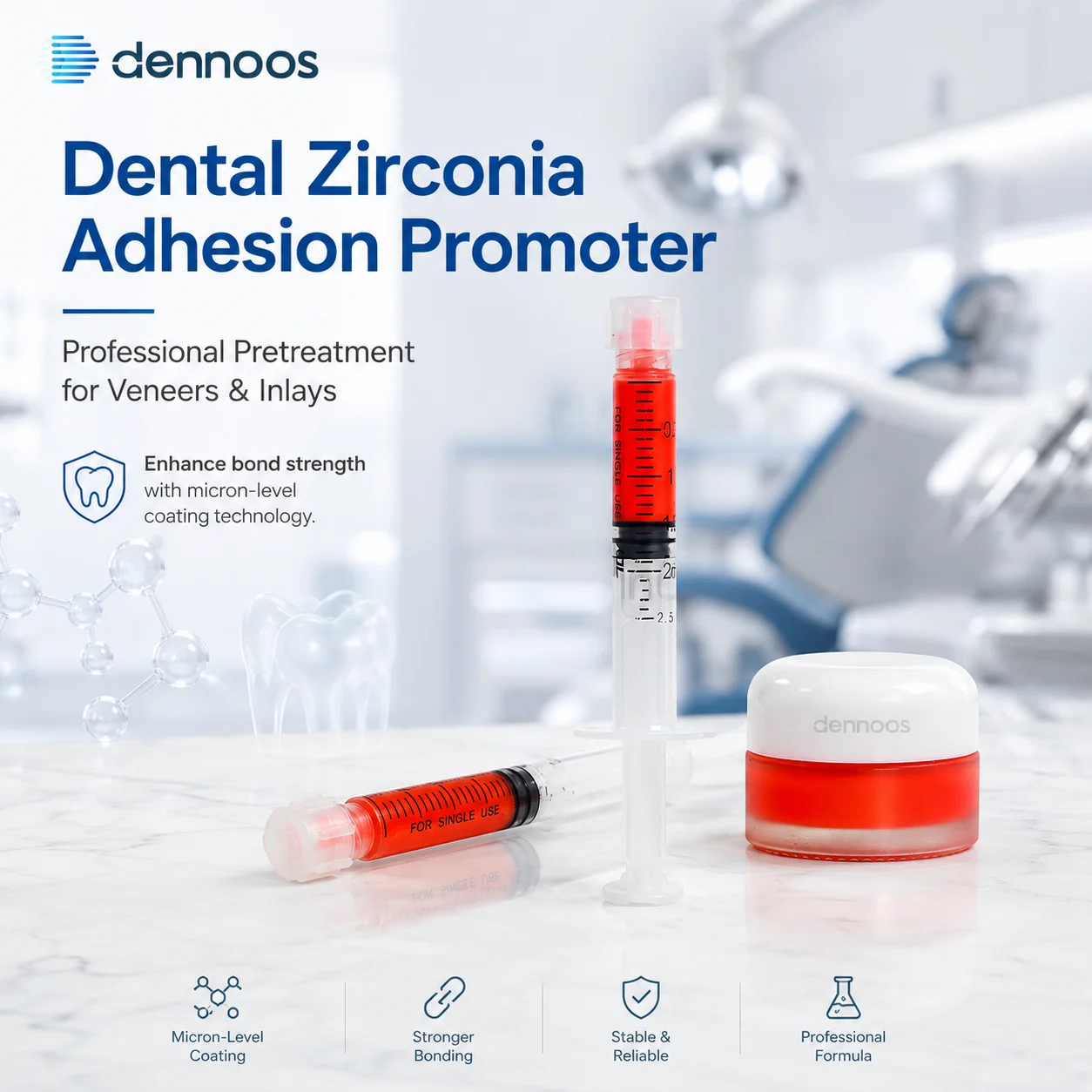 Dental Zirconia Adhesion Promoter for Veneers Inlays Ultra Thin Surface Coating Bond Enhancer for All Zirconia Materials
