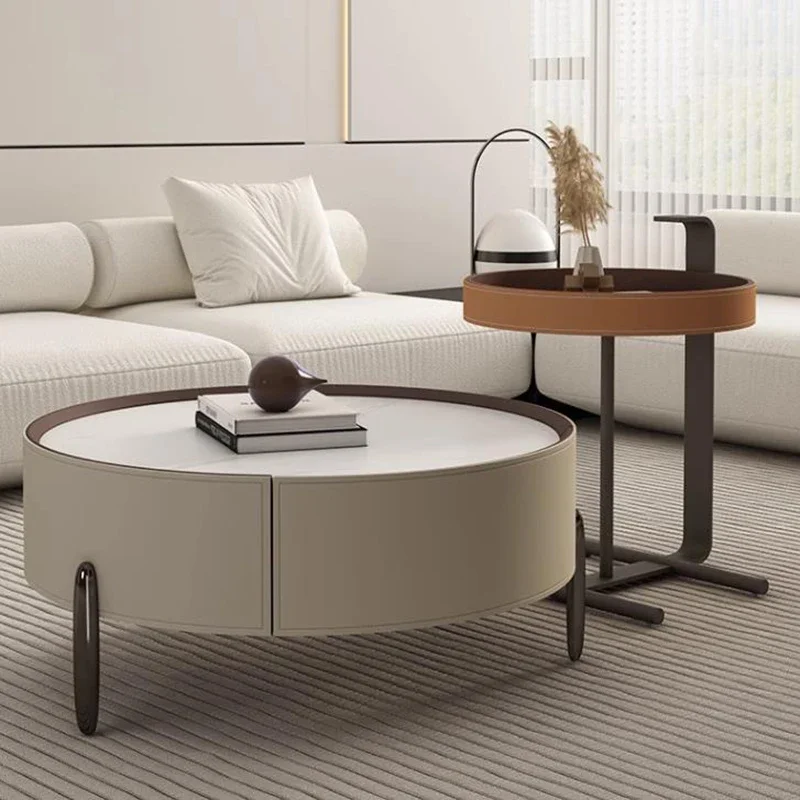 

Round Elegant Coffee Table Modern Center Floor Design Minimalist Neat Marble Table Living Room Mesa De Centro Nordic Furniture