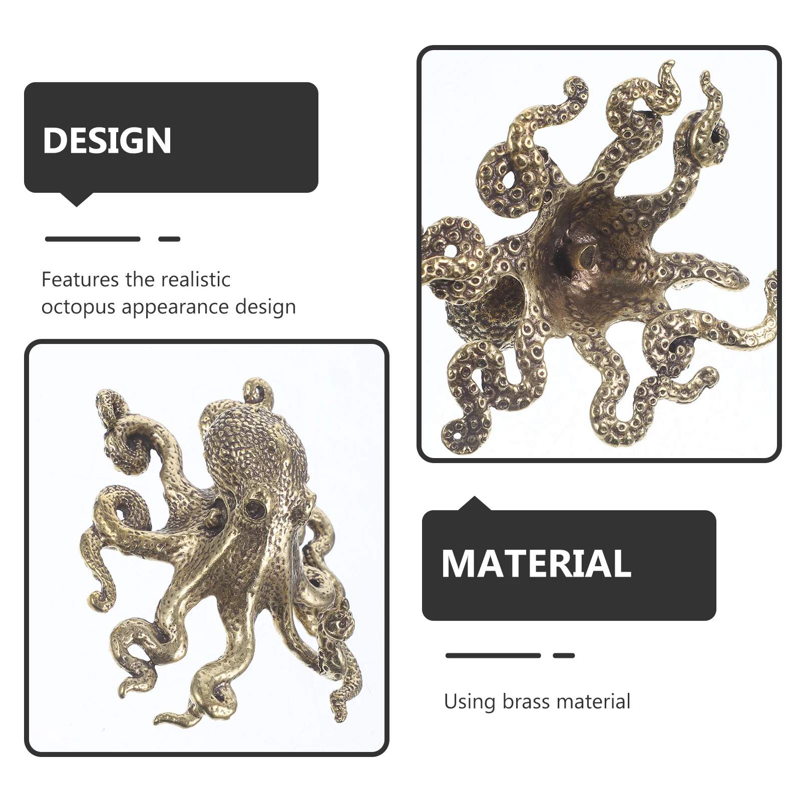 

Mini Brass Octopus Adornment Lifelike Desktop Octopus Sculpture for Home Decor Office Shop Mall Decoration Creative Animal