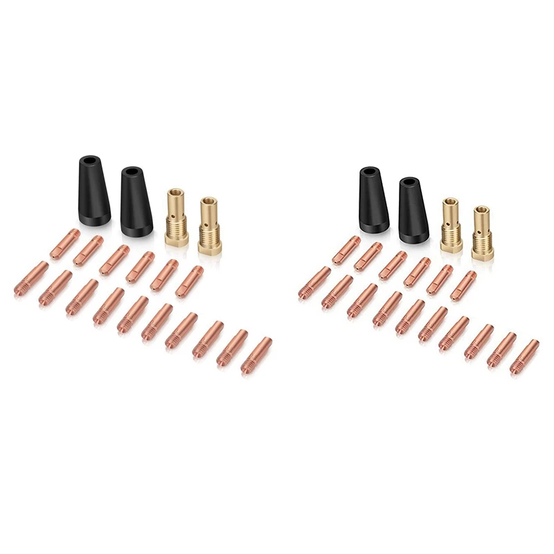 

15Pcs MIG Welding Kit Flux Core Gasless Nozzle 0.9Mm Brass Welding Tips Replacement MIG Welder Replacement Parts