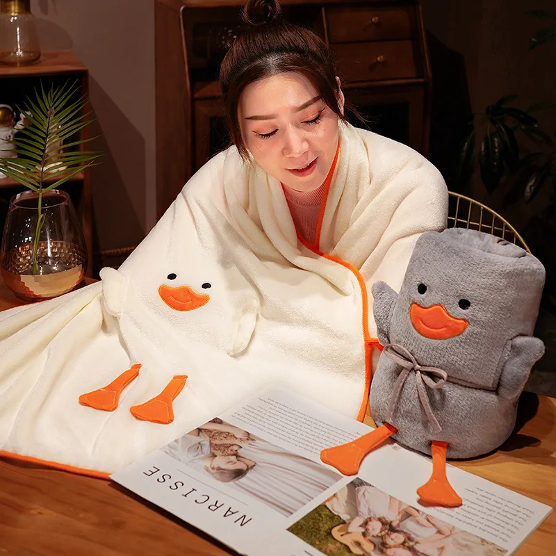 

Duck Blankets Nap Sofa Cover Napping Shawl Hooded Outer Cloak Cape Warm Office Room Blanket Travel Photography Props Hug Pillow