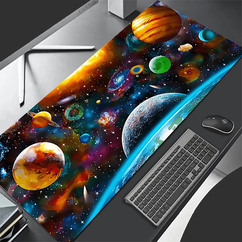 Tapete de mesa gamer bonito planeta mousepads pc mouse pad almofadas de mesa de escritório grande mousepad antiderrapante tapetes de mouse para computador presente xxl