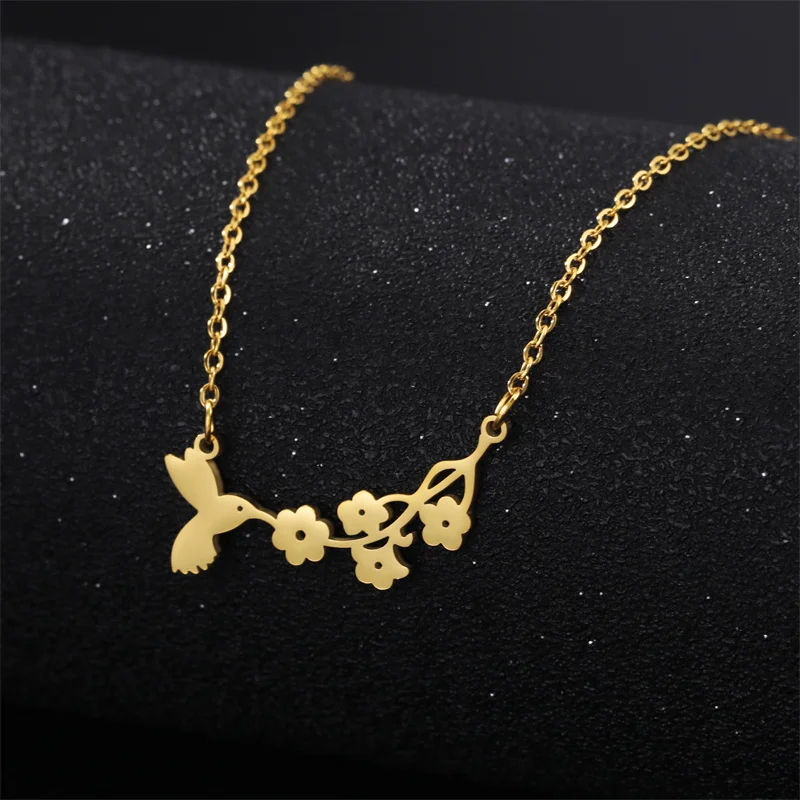 Klassische Goldfarbe Edelstahl Halskette für Frauen Kette Halsreif Mond Kaktus Anhänger Halskette Schmuck Geburtstags geschenk Großhandel – Detail 20