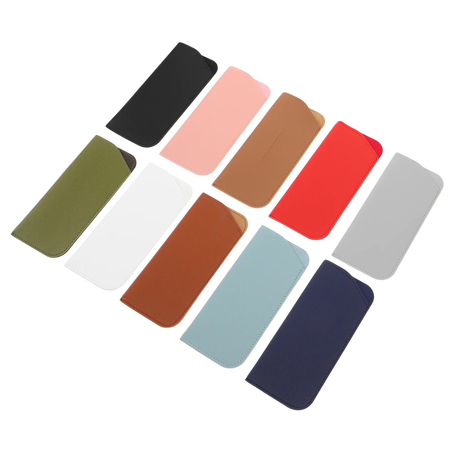 

10pcs Eyeglass Case Pu Slim Scratch-Resistant Portable Travel Organizer Reading Glasses Pouch Soft Sunglass Holder Multicolor