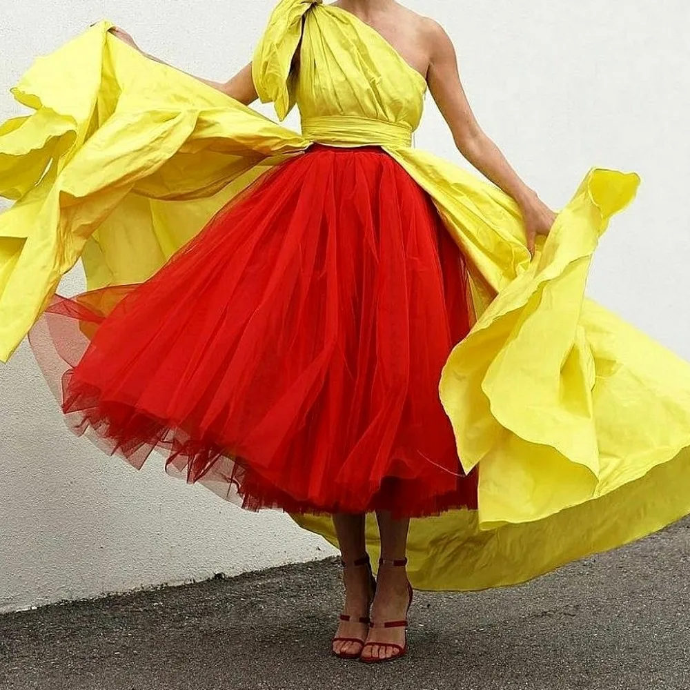 

Red Women Birthday Skirt Ankle Length Holiday Beach Skirt 2026 Summer Spring Wear Formal Office Lady Skirt