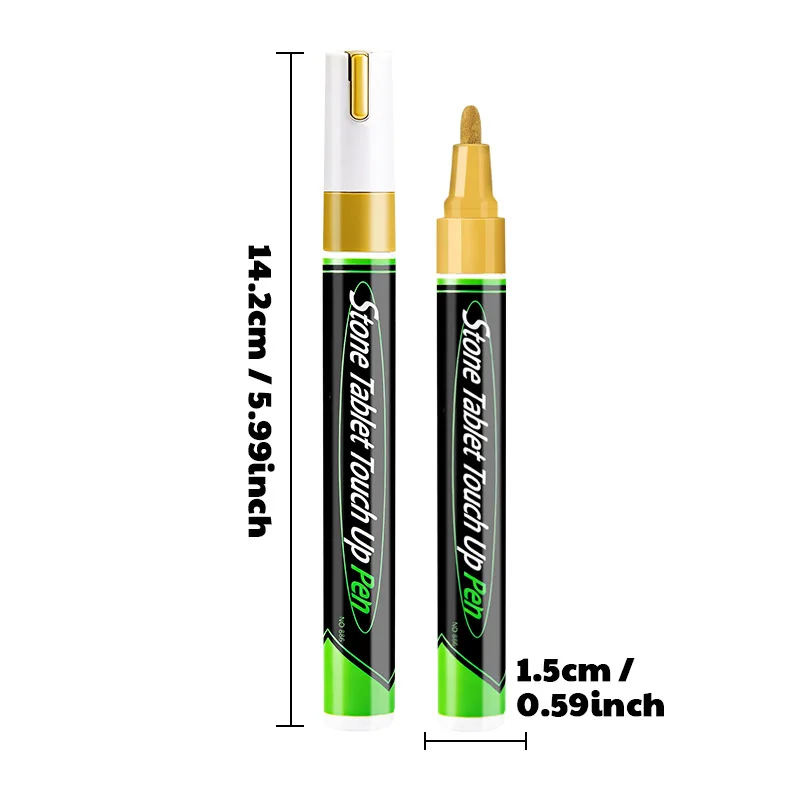 Golden Tombstone Marker Inscription Restoration Pen,  Weatherproof Tracing Pen Quick-Dry Touch Up Paint Pen for Granite Stone image 2