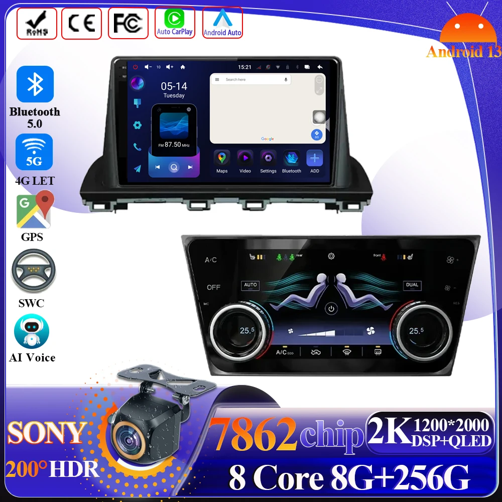 

Car Radio Carplay For Mazda CX-4 CX4 CX 4 2016 2017 2018 Navigation GPS Android Auto Multimedia Player Stereo Screen No 2din