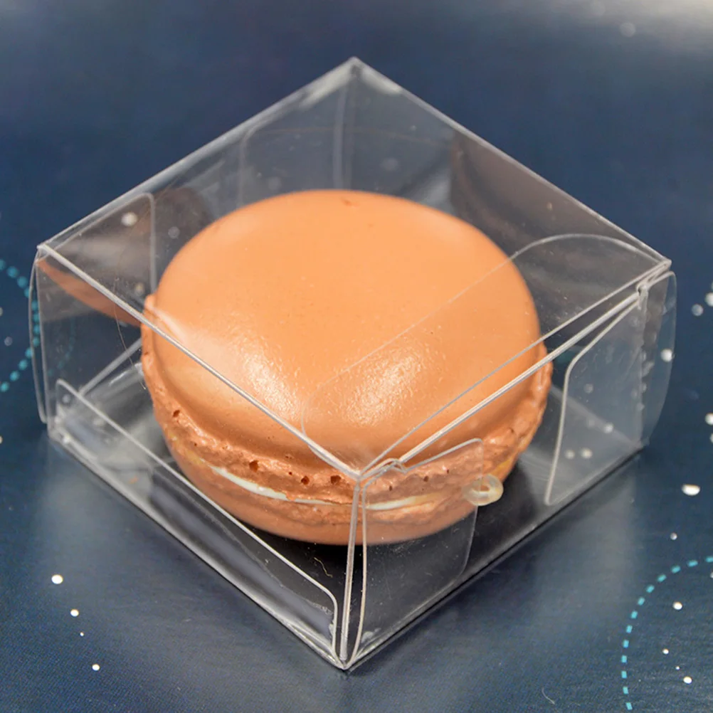 

50pcs Macaron Boxes Candy Packing Biscuit Containers Clear PET Gift Wedding Party Favors Plastic Storage Packaging