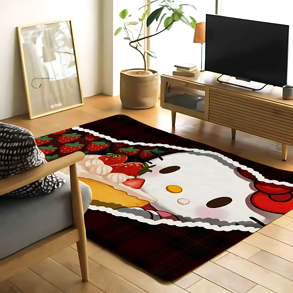 

Junji Ito H-Hello Kitty Floor Mat Graphic Printed Flannel Doormats For Bathroom Kitchen Entrance Carpet Home Decor