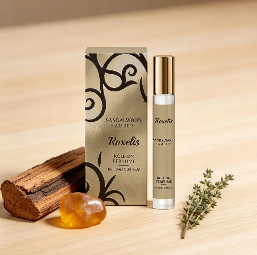 

Roxelis Sandalwood Amber Roll-On Perfume, Woody Amber Scent Long-Lasting Fragrance Oil for Daily Use