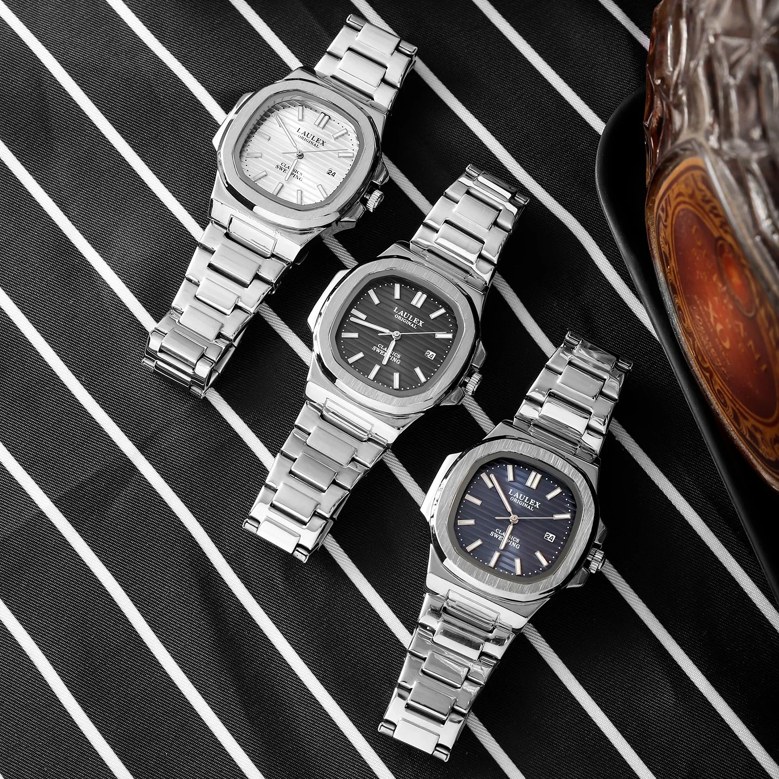 2024LAULEX Аутентичные роскошные лучшие бренды серии Модные деловые спортивные полностью автоматические кварцевые часы с календарем Кварцевые часы