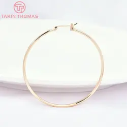 (7427) 4PCS 45MM 35MM 24K Gold Color Brass Circle Earring Rings High Quality Diy Jewelry Findings Accessories Wholesales