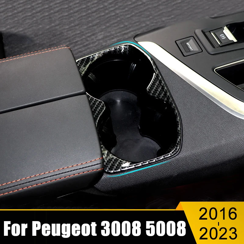 Car Accessories For Peugeot 3008 5008 GT 2016 2017 2018 2019 2020 2021 2022 2023 Water Cup Holder Cover Frame Trim Case Sticker