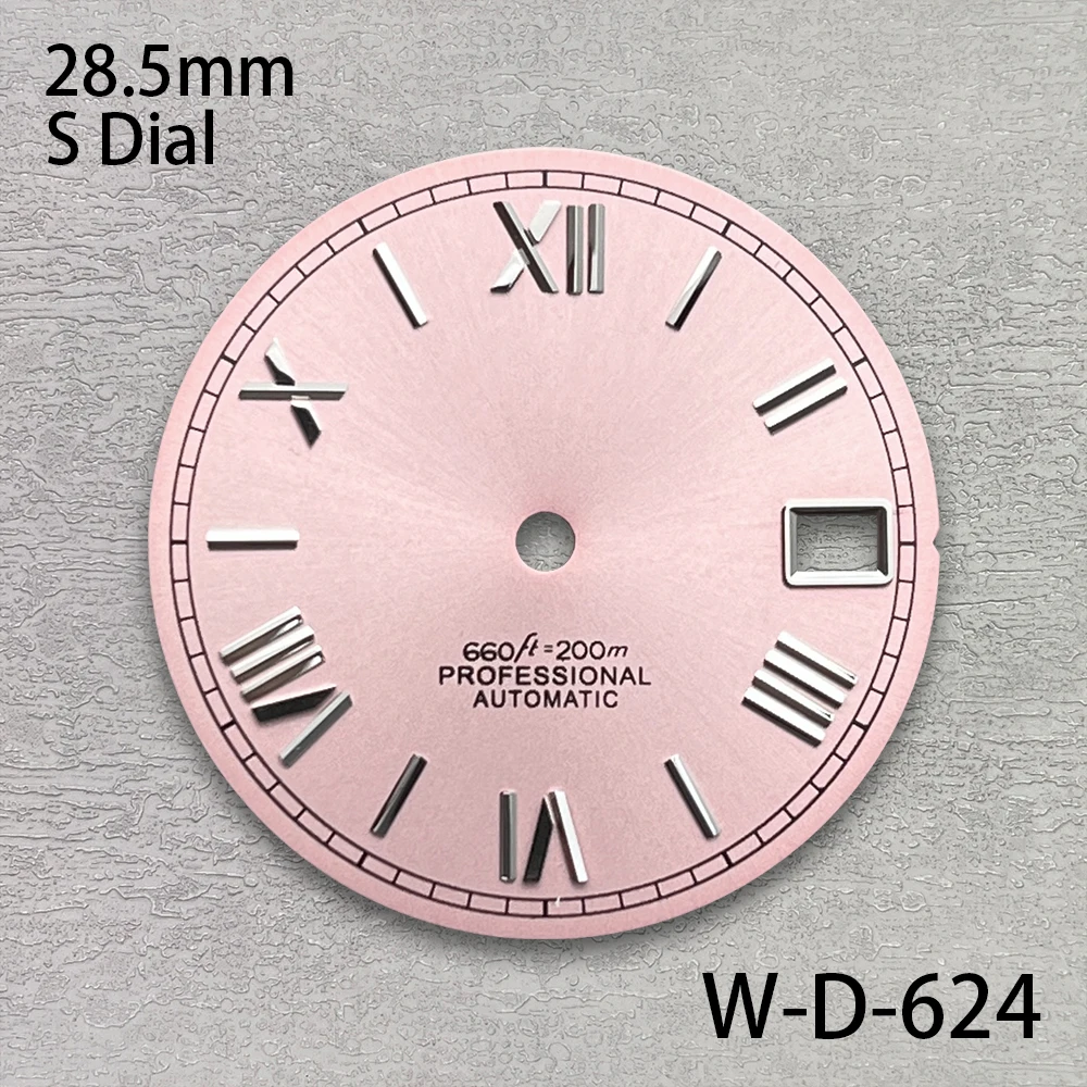 28.5mm logotipo s roma sunray dial adequado para movimento nh35/nh36/4r/7s acessórios de modificação de relógio de alta qualidade